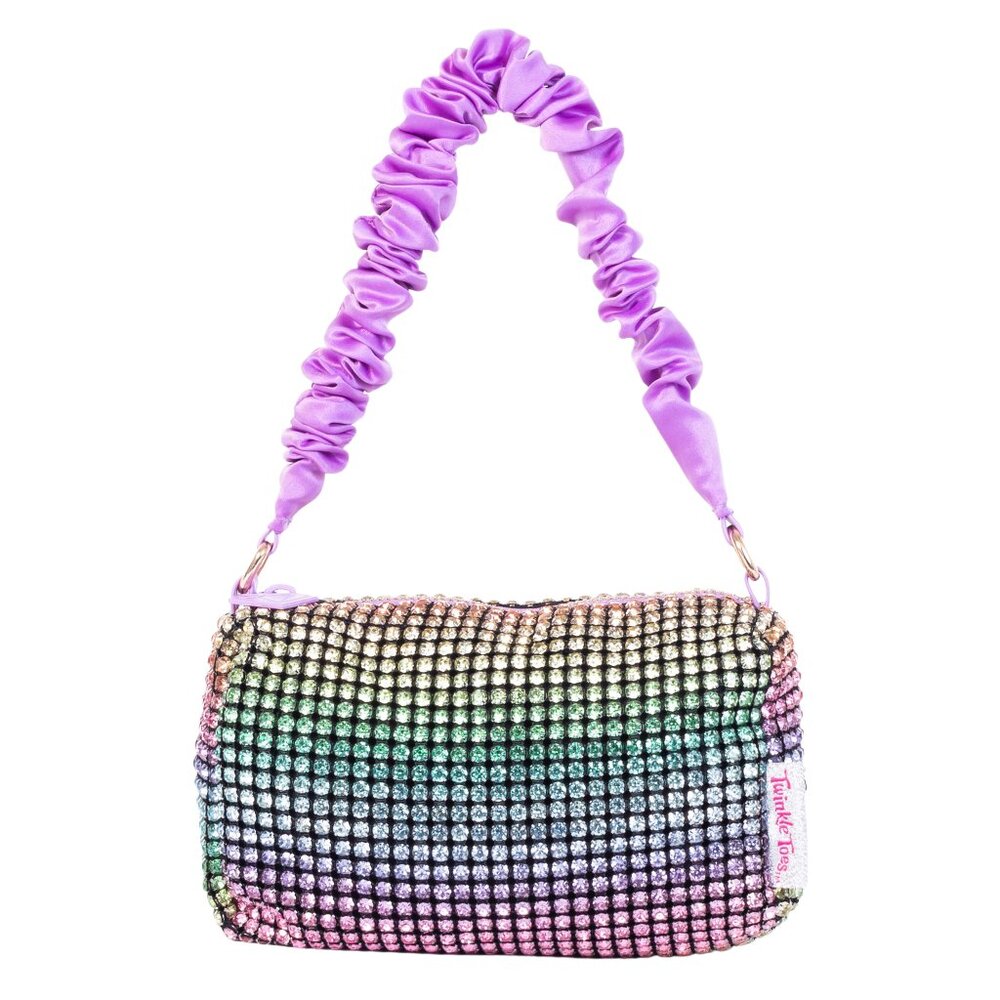 NEW Skechers Twinkle Toes Kids Rainbow Multicolor Rhinestone Satin Dress Purse